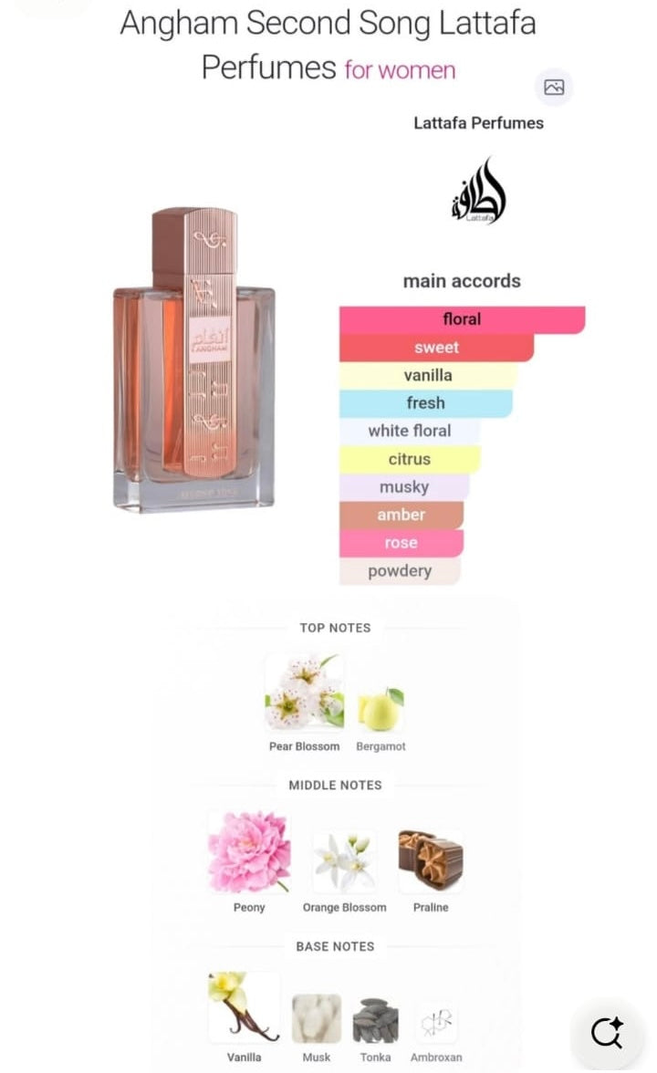 Angham Second Song Lattafa Perfumes pour femme